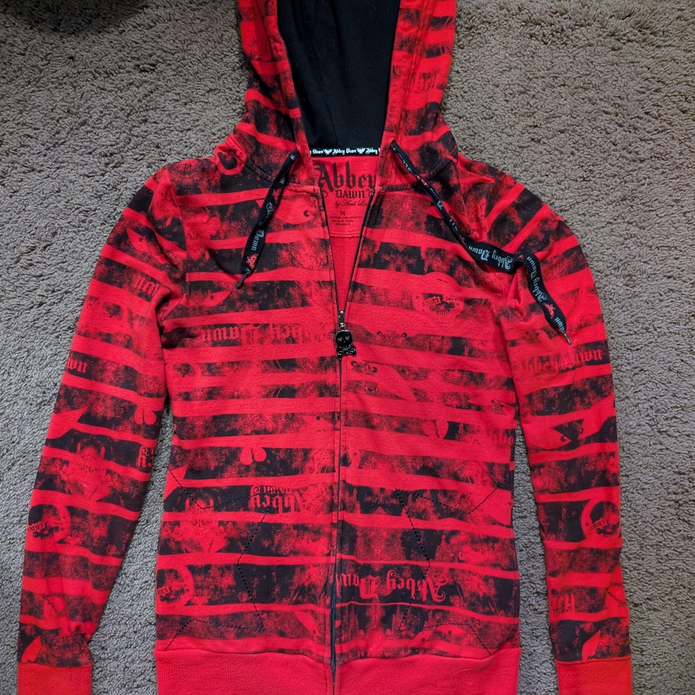 Abbey Dawn Red and Black Graphic Hoodie